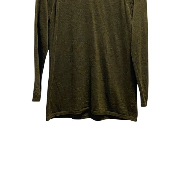 Eileen Fisher 100% Merino Wool Scoopneck Sweater Olive Green Size L Minimalist - Picture 7 of 13